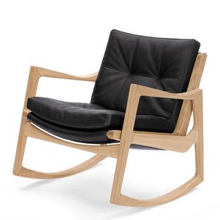 Euvira Rocking Chair Soft Chêne naturel|Cuir Classic noir