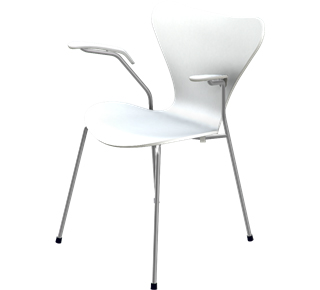 Série 7 Chaise 3207 46 cm|Laqué|Blanc