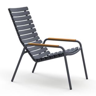 Lounge Chair ReCLIPS Gris foncé|Accotoirs bambus