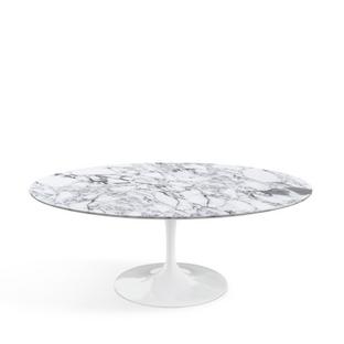 Table basse ovale Saarinen Blanc|Marbre Arabescato (blanc avec tons gris)
