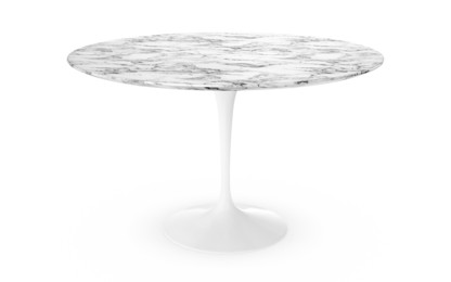 Table à manger ronde Saarinen 120 cm|Blanc|Marbre Arabescato (blanc avec tons gris)