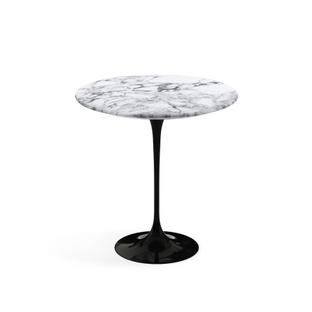 Table d'appoint ronde Saarinen 51 cm|Noir|Marbre Arabescato (blanc avec tons gris)