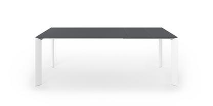 Table à manger Nori Fenix gris Bromo avec bord de même couleur|L 139-214 x L 90 cm|Aluminium laqué blanc