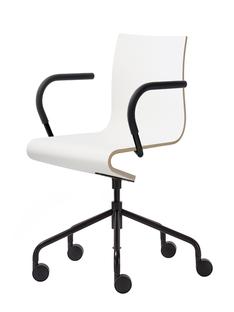 Chaise de bureau Seesaw Noir avec axe vertical vis|Avec accoudoirs, couleur match avec la piétement|Hêtre naturel / mélaminé blanc