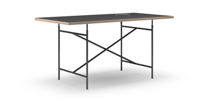 Table Eiermann Linoleum noir (Forbo 4023) avec bords en chêne|160 x 80 cm|Noir|Vertical, centré (Eiermann 2)|100 x 66 cm