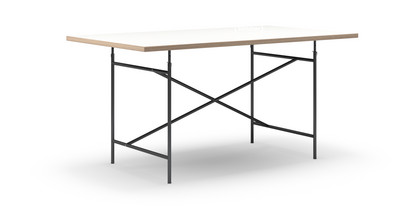 Table Eiermann Mélaminé blanc avec bords chêne|160 x 90 cm|Noir|Oblique, centré (Eiermann 1)|110 x 66 cm