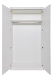 Armoire Flai  Large (216 x 118 x 61 cm)|Mélaminé blanc avec bords bouleau|Configuration 1