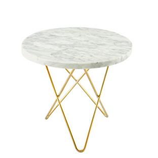 Mini O Table Blanc Carrara|Laiton