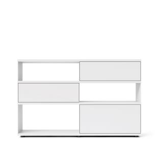 Flow Q Highboard 160 cm|101,7 cm (2 tiroirs et 1 porte abattante)|Blanc