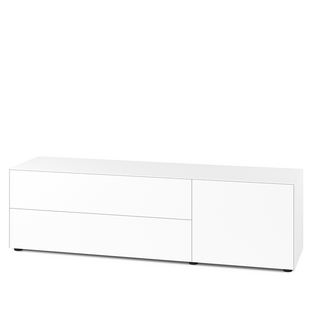 Nex Pur Box 2.0 avec tiroirs et portes 48 cm|H 50 cm x B 180 cm (avec porte et deux tiroirs)|Blanc