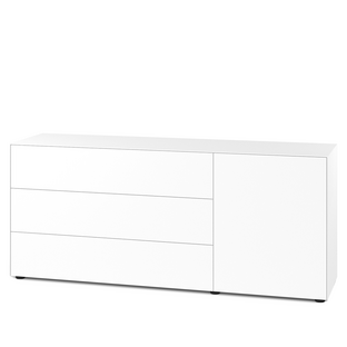 Nex Pur Box 2.0 avec tiroirs et portes 48 cm|H 75 cm x B 180 cm (avec porte et trois tiroirs)|Blanc