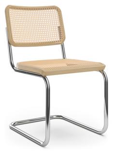 Chaise S 32 V / S 64 V Pure Materials Chêne verni|Chromé|Sans accotoirs|Patins en plastique noir avec feutre