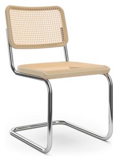 Chaise S 32 V / S 64 V Pure Materials Frêne verni|Chromé|Sans accotoirs|Patins en plastique noir avec feutre