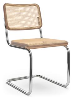 Chaise S 32 V / S 64 V Pure Materials Noyer verni|Chromé|Sans accotoirs|Patins en plastique noir avec feutre
