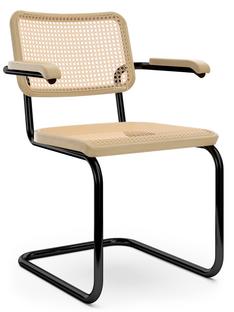 Chaise S 32 V / S 64 V Pure Materials Chêne verni|Noir (RAL 9005)|Avec accotoirs|Patins en plastique noir avec feutre