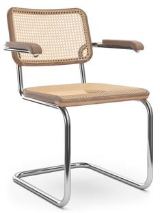 Chaise S 32 V / S 64 V Pure Materials Noyer verni|Chromé|Avec accotoirs|Patins en plastique noir avec feutre