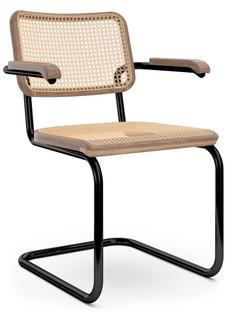 Chaise S 32 V / S 64 V Pure Materials Noyer verni|Noir (RAL 9005)|Avec accotoirs|Patins en plastique noir avec feutre
