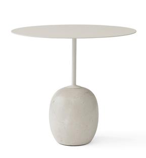 Table d'appoint Lato Oval (L 50 x L 40 cm)|Blanc ivoire & marbre Crema Diva