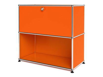 Meuble mixte Sideboard M USM Haller, personnalisable Orange pur RAL 2004|Avec porte abattante|Ouvert