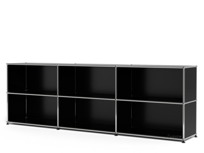 Meuble mixte Sideboard XL USM Haller, personnalisable Noir graphite RAL 9011|Ouvert|Ouvert