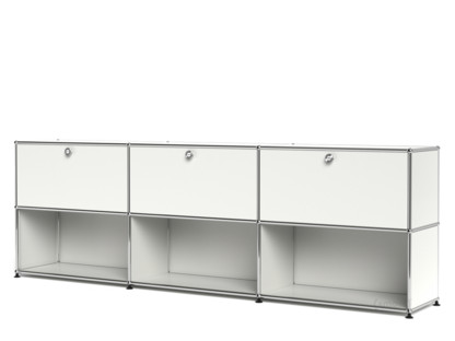 Meuble mixte Sideboard XL USM Haller, personnalisable Blanc pur RAL 9010|Avec 3 portes abattantes|Ouvert