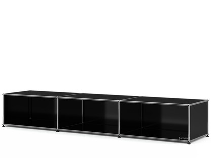 Meuble bas Lowboard XL USM Haller, personnalisable Noir graphite RAL 9011|Ouvert|50 cm