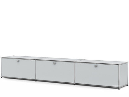 Meuble bas Lowboard XL USM Haller, personnalisable Argent mat USM|Avec 3 portes abattantes|35 cm