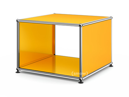 Table d'appoint avec panneaux latéraux USM Haller 50 cm|Sans tablette intérieure en verre|Jaune or RAL 1004