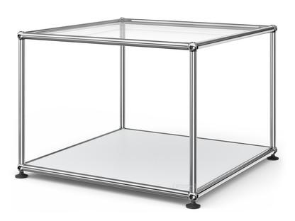 Table d'appoint 50 USM Haller Panneau supérieur en verre, panneau inférieur en métal|Argent mat USM