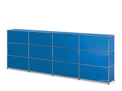 Comptoir d’accueil USM Haller version 1 Bleu gentiane RAL 5010|300 cm (4 éléments)|35 cm