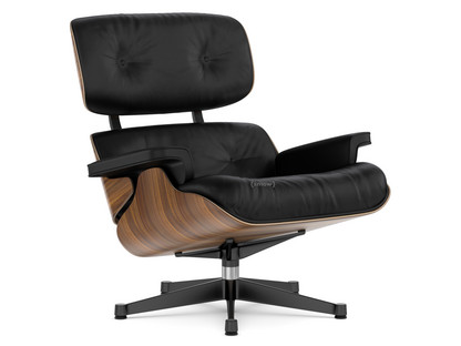 Lounge Chair Noyer pigmenté noir|Cuir Premium F nero|89 cm|Aluminium poli, côtés noirs