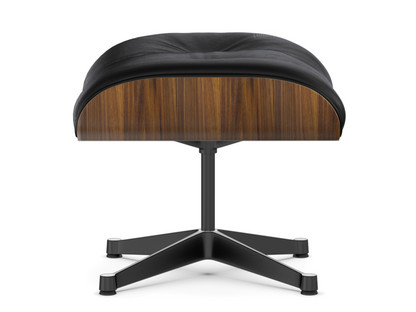 Lounge Chair Ottoman Noyer pigmenté noir|Cuir Premium F nero|Aluminium poli, côtés noirs