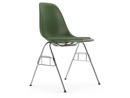 Eames Plastic Side Chair RE DSS Forêt|Avec coussin d'assise|Ivoire / forêt|Sans liaison de rangée (DSS-N)