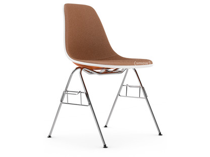 Eames Plastic Side Chair RE DSS Orange rouille|Rembourrage intégral|Cognac / ivoire|Avec liaison de rangée (DSS)