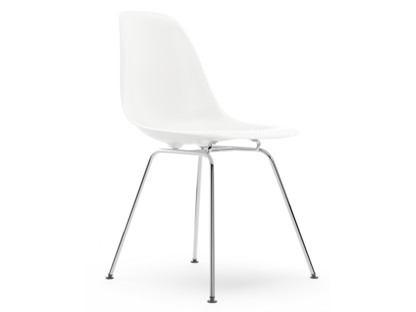 Eames Plastic Side Chair RE DSX Blanc|Sans rembourrage|Sans rembourrage|Version standard - 43 cm|Chromé