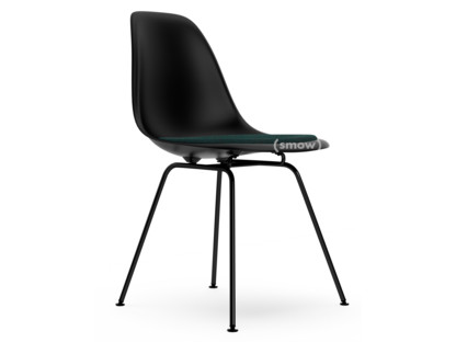 Eames Plastic Side Chair RE DSX Noir profond  |Avec coussin d'assise|Pétrole / marron marais|Version standard - 43 cm|Revêtement basic dark
