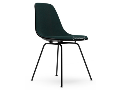 Eames Plastic Side Chair RE DSX Noir profond  |Rembourrage intégral|Pétrole / marron marais|Version standard - 43 cm|Revêtement basic dark