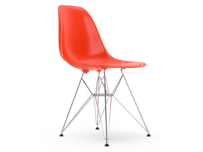 Eames Plastic Side Chair RE DSR Rouge (rouge coquelicot)|Sans rembourrage|Sans rembourrage|Version standard - 43 cm|Chromé