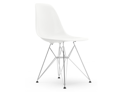 Eames Plastic Side Chair RE DSR Blanc|Sans rembourrage|Sans rembourrage|Version standard - 43 cm|Chromé