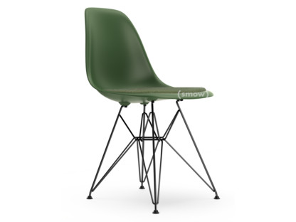 Eames Plastic Side Chair RE DSR Forêt|Avec coussin d'assise|Ivoire / forêt|Version standard - 43 cm|Revêtement basic dark