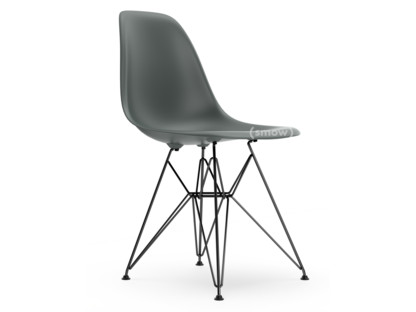 Eames Plastic Side Chair RE DSR Gris granit|Sans rembourrage|Sans rembourrage|Version standard - 43 cm|Revêtement basic dark