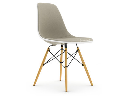 Eames Plastic Side Chair RE DSW Galet|Rembourrage intégral|Gris chaud / ivoire|Version standard - 43 cm|Érable nuance de jaune