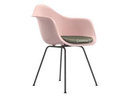 Eames Plastic Armchair RE DAX Rose pâle|Avec coussin d'assise|Gris chaud / ivoire|Version standard - 43 cm|Revêtement basic dark