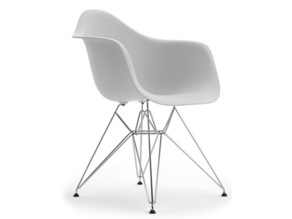 Eames Plastic Armchair RE DAR Coton blanc|Sans rembourrage|Sans rembourrage|Version standard - 43 cm|Chromé