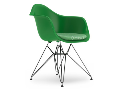Eames Plastic Armchair RE DAR Vert|Avec coussin d'assise|Vert / ivoire|Version standard - 43 cm|Revêtement basic dark