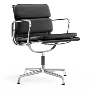 Soft Pad Chair EA 207 / EA 208 EA 207 - non-pivotante|Chromé|Cuir Standard nero, Plano nero