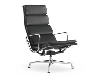 Soft Pad Chair EA 222 Piétement chromé|Cuir Premium F asphalte, Plano gris foncé
