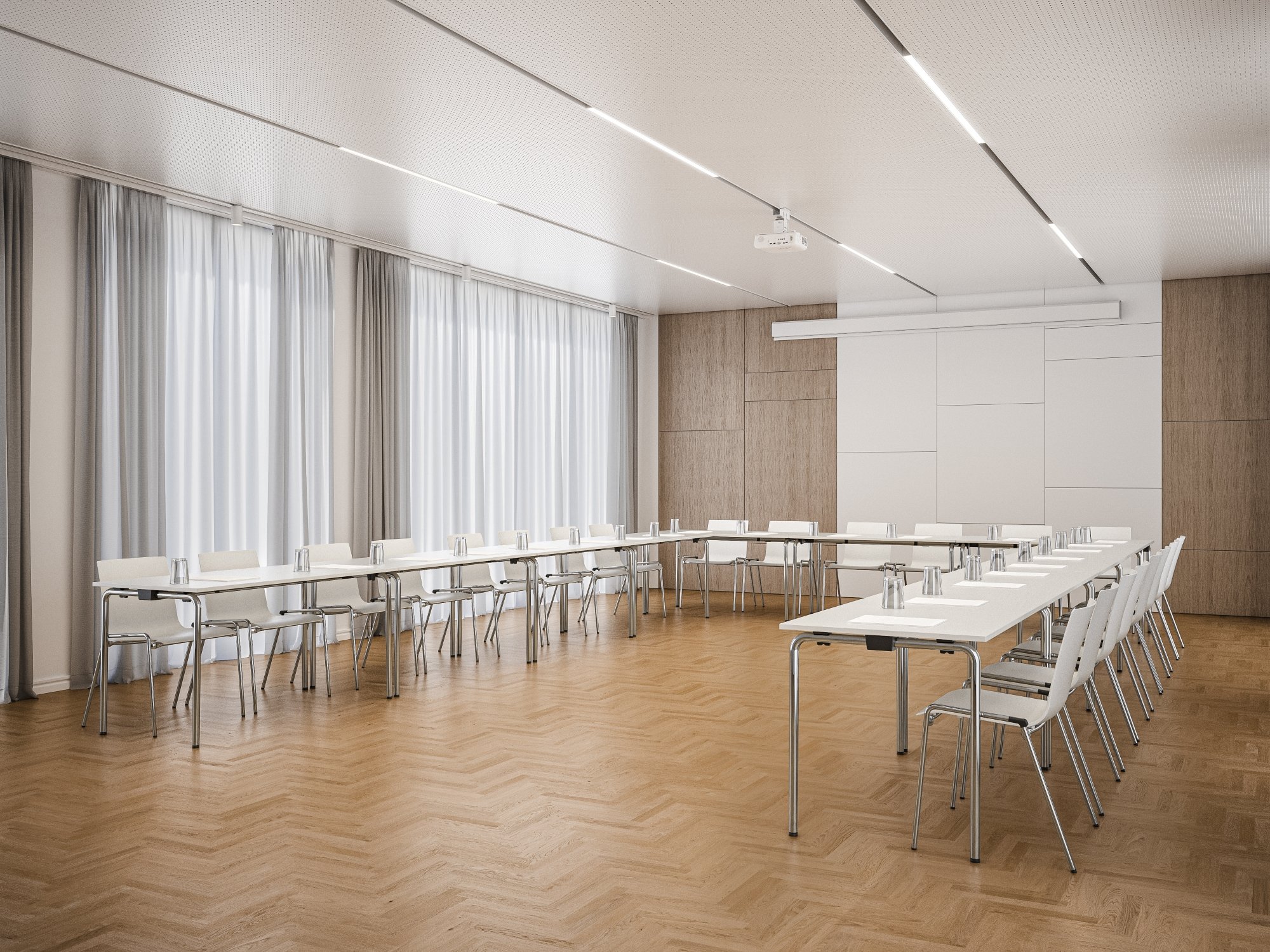 Salle de réunion avec sièges en forme U