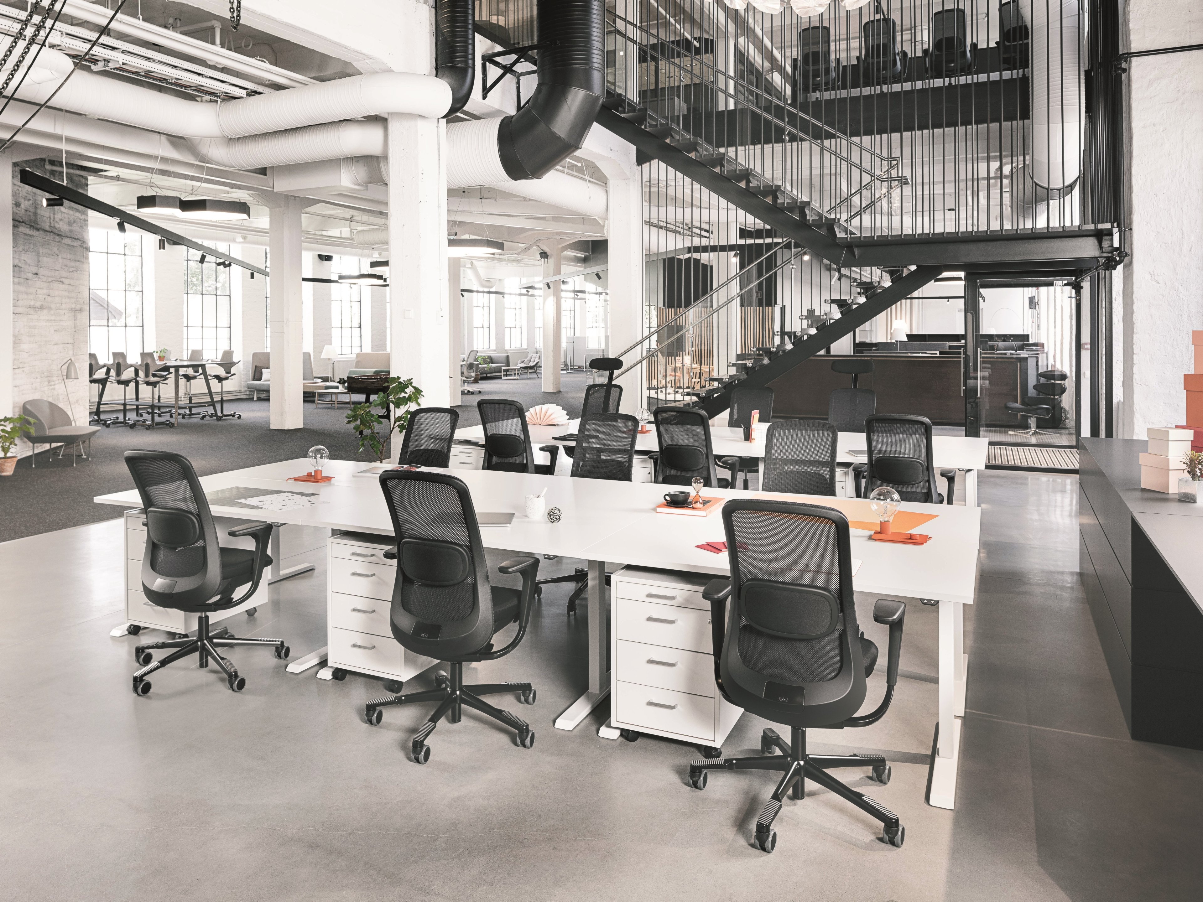 Agencement de bureau conformément aux normes avec une hauteur de plafond adéquate