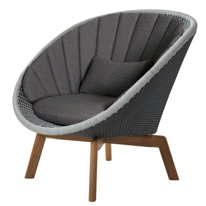 Fauteuil lounge Peacock, Small flat Weave - Grey / light grey, Focus - Gris foncé